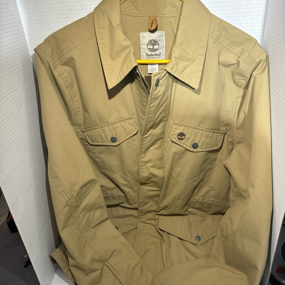 Timberland Waterproof Khaki Mens M/M Zip/Snap Close Great Condition Jacket